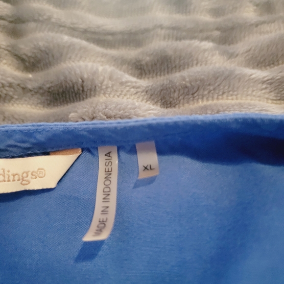 Soft Surrounding Sapphire Embroidered Trim Button Up Blouse Top - Picture 9 of 13